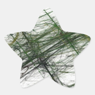 Green Abstract Fractal Star Sticker