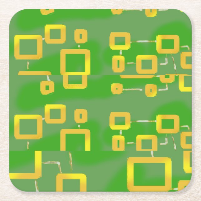 Green Abstract Geometric Paper Coaster (Front)