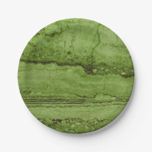 Green abstract Granite stone marble pattern Paper Plate
