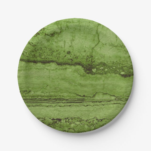 Green abstract Granite stone marble pattern Paper Plate (Front)