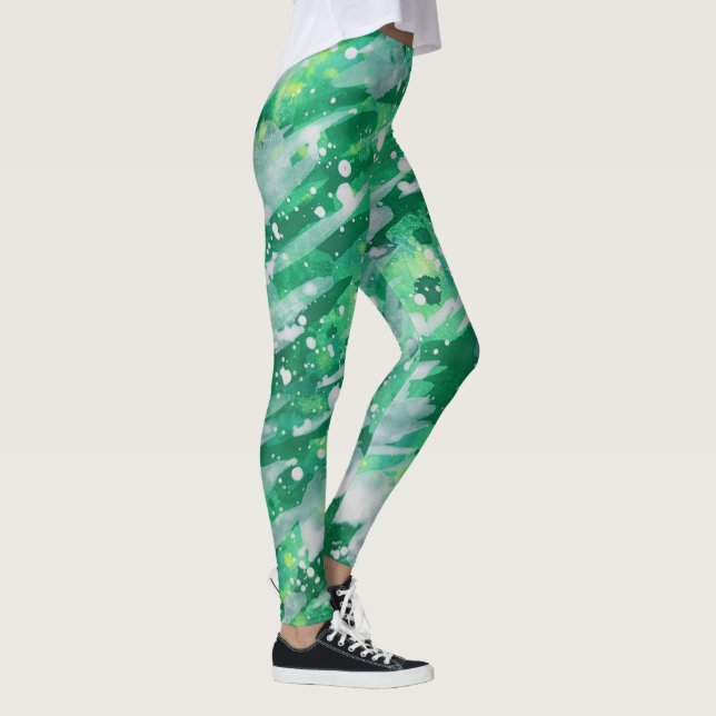 Green Abstract  Leggings (Right)