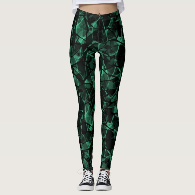 green abstract leggings (Front)