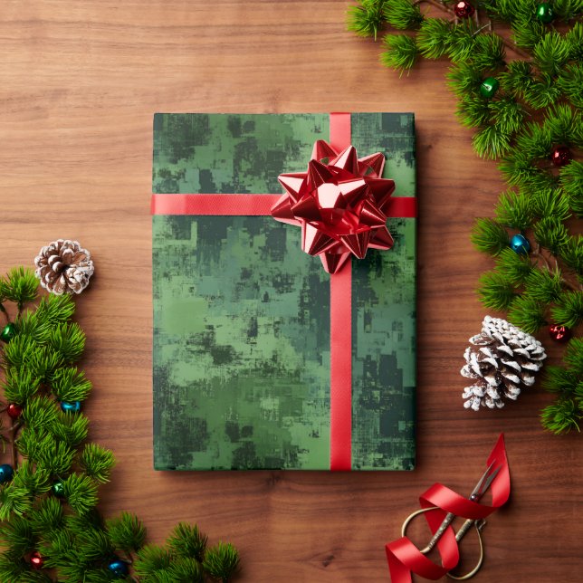Green Abstract Paint  Wrapping Paper (Holiday Gift)