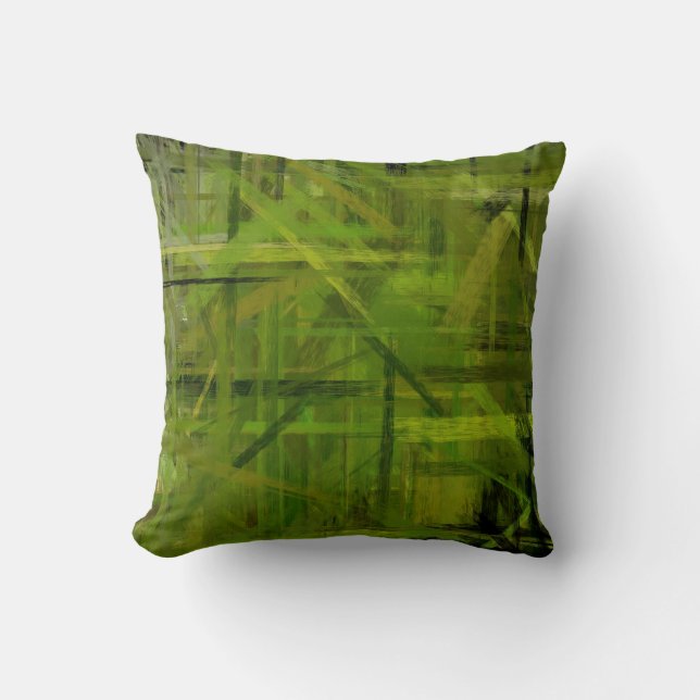 Green Abstract Painted Vintage Cushion (Front)