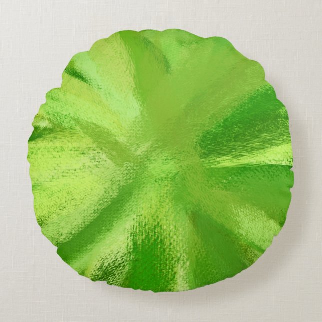Green Abstract Painting Art Round Cushion (Front)