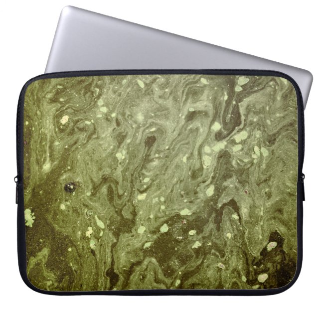 Green abstract painting laptop sleeve (Front)