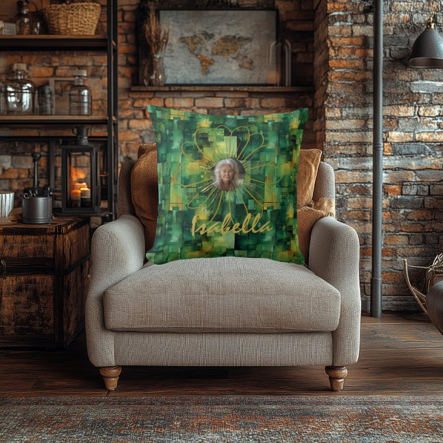 Green Abstract Personalised Photo Pillow (Creator Uploaded)