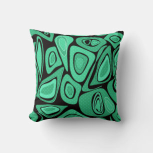 Green, abstract, retro cushion