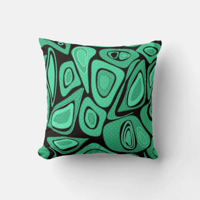 Green, abstract, retro cushion (Front)