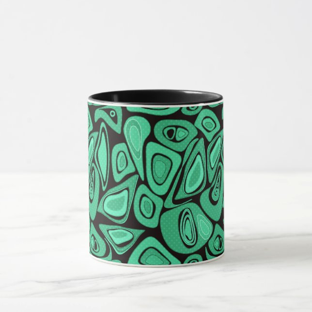 Green, abstract, retro mug (Center)