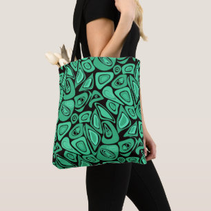 Green, abstract, retro tote bag