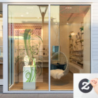 Green Abstract Sheer Window Cling for Natural Ligh