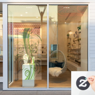 Green Abstract Sheer Window Cling for Natural Ligh
