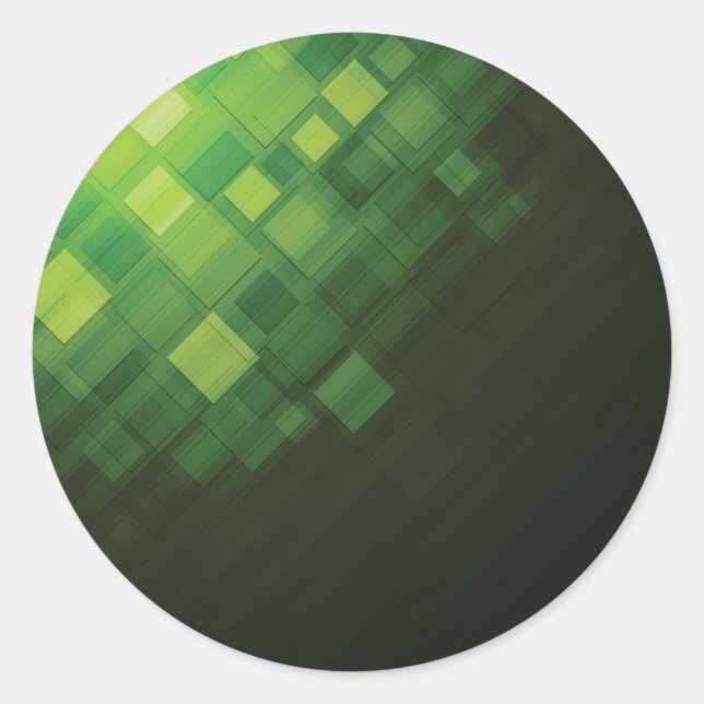 Green abstract technology design classic round sticker (Front)