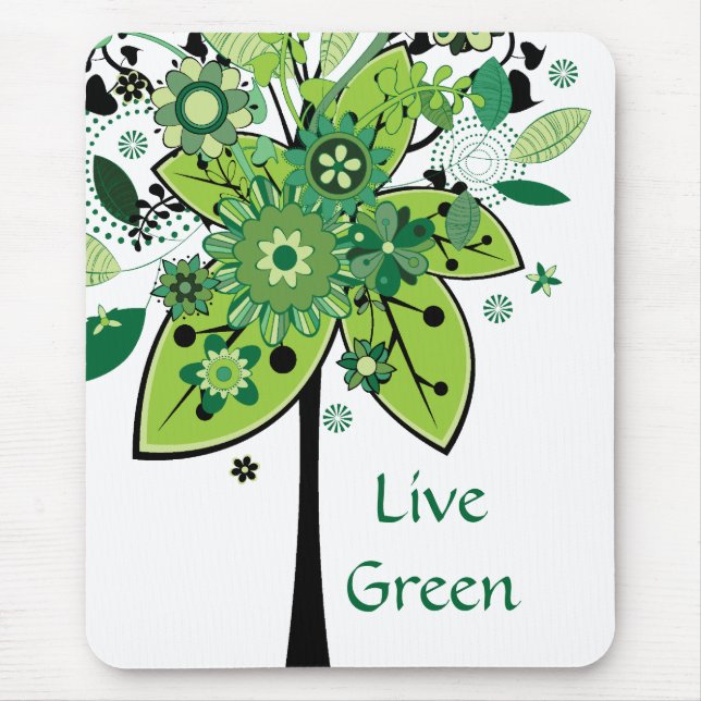 Green Abstract Tree Mouse Pad (Front)