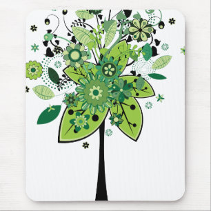 Green Abstract Tree Mouse Pad