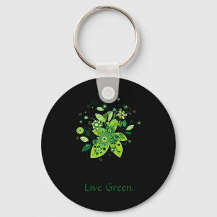 Green Abstract Tree T Shirt Key Ring