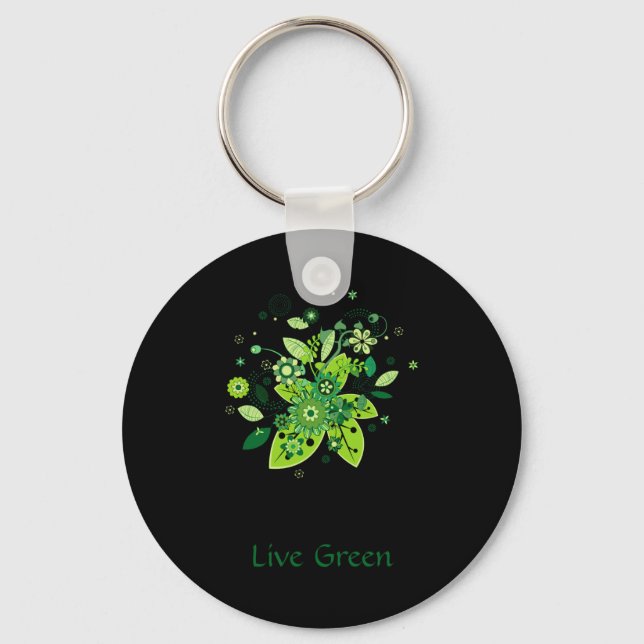 Green Abstract Tree T Shirt  Key Ring (Front)
