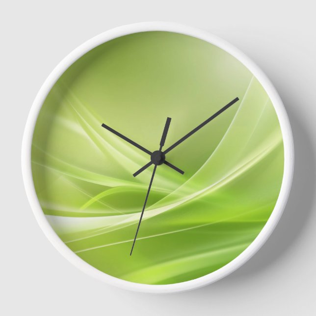 Green Abstract Wall Clock - Modern Art Design (Front)