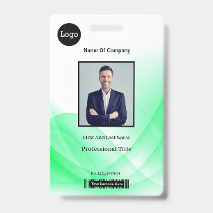 Green Abstract Wave Business Photo ID Badge