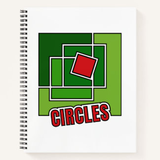 Green Abstraction with Twisted Red Square Notebook