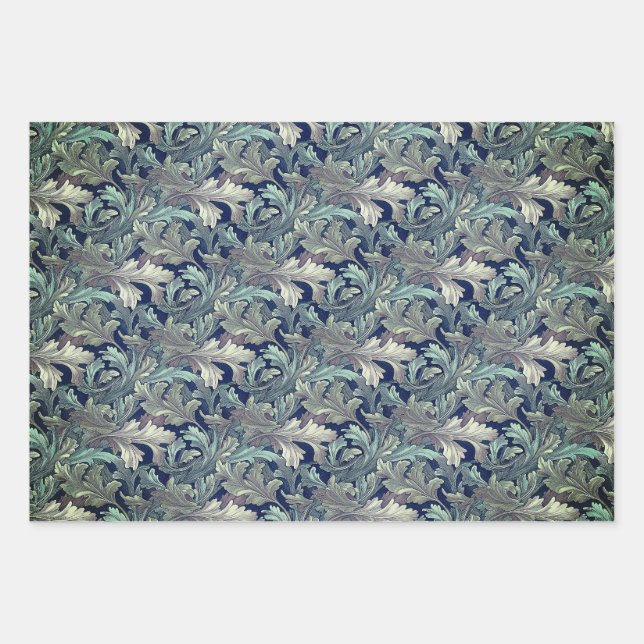 Green Acanthus Leaf  Wrapping Paper Sheet (Front)