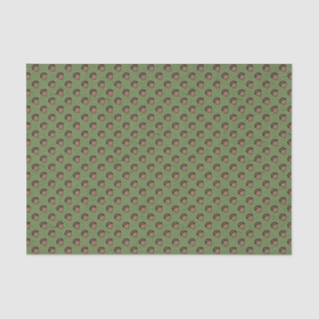 Green Acorn Patterned Tissue Paper (Front)