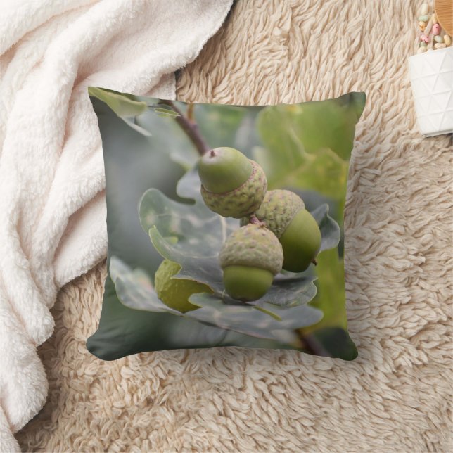 Green Acorn Tree Bamboo Wood Throw Cushion (Blanket)