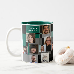 Green Add 20 Photos Cool Modern Love You Grandad Two-Tone Coffee Mug