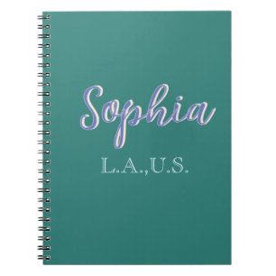 GREEN add name girl boss text PURPLE elegant Notebook