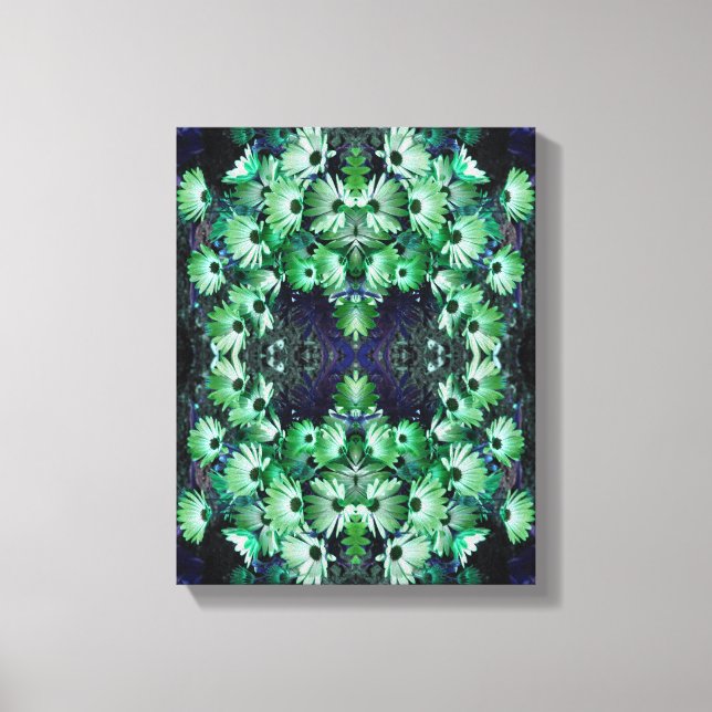 Green African Daisy Flowers Abstract  Canvas Print (Front)