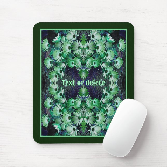 Green African Daisy Flowers Abstract Personalised Mouse Pad (With Mouse)