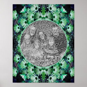 Green African Daisy Flowers Frame Add Your Photo Poster