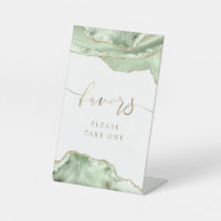 green agate favours pedestal sign