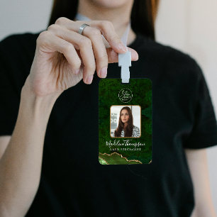 Green Agate Marble Business Logo Company ID Badge