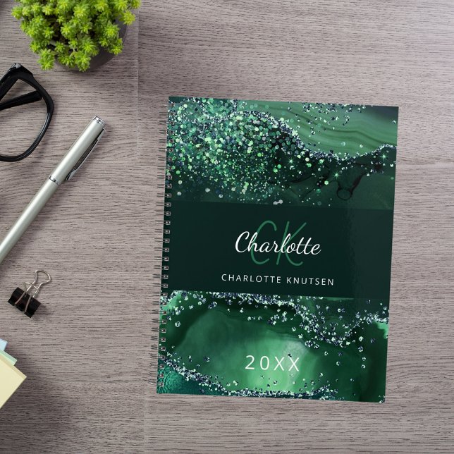 Green agate marble monogram 2027 planner (Creator Uploaded)