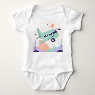 Green Airplane AI art Baby Bodysuit