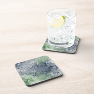 Green alcohol ink coaster