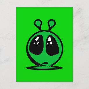 green alian big eyes. postcard
