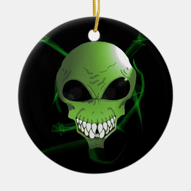 Green alien Christmas tree Ornament (Front)