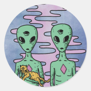Green Alien  Classic Round Sticker