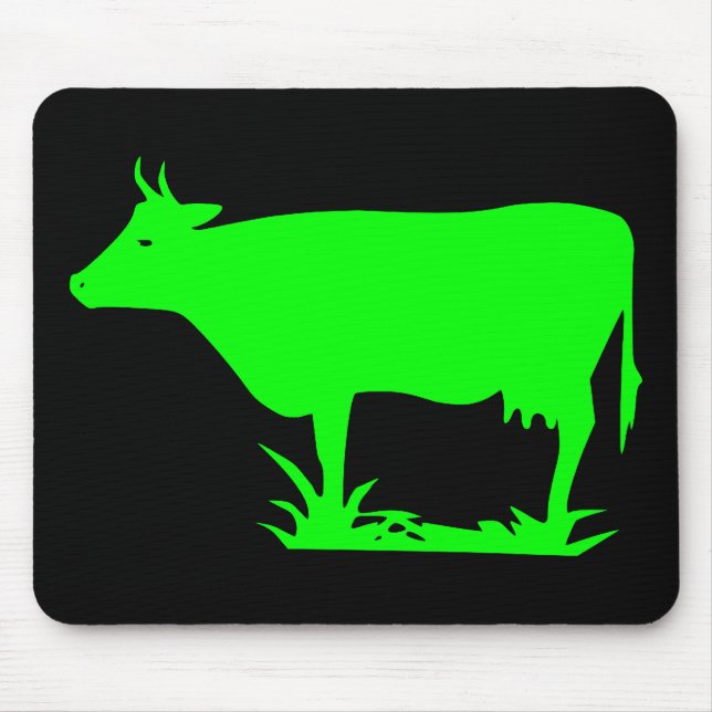 Green Alien Cow Mouse Pad (Front)