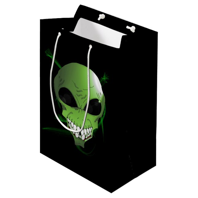 Green Alien custom gift bag (Front Angled)