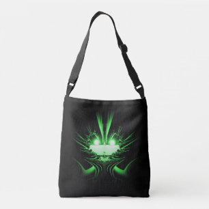 Green Alien Dragon w Glowing Eyes Crossbody Bag