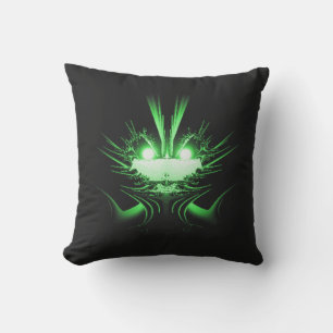 Green Alien Dragon w Glowing Eyes Outdoor Cushion