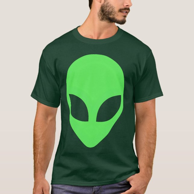 Green Alien Head 90S Style funny T-Shirt (Front)