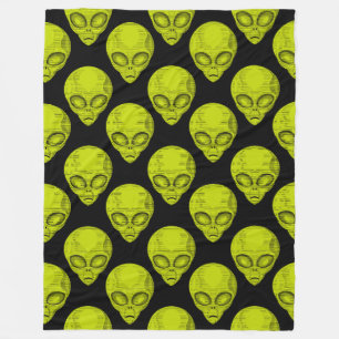 Green Alien Head Fleece Blanket