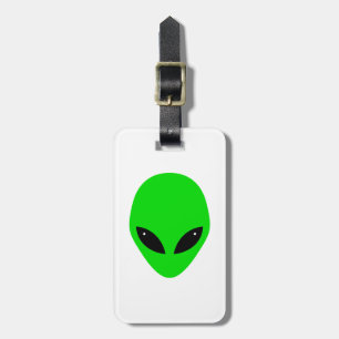 Green Alien Head Luggage Tag