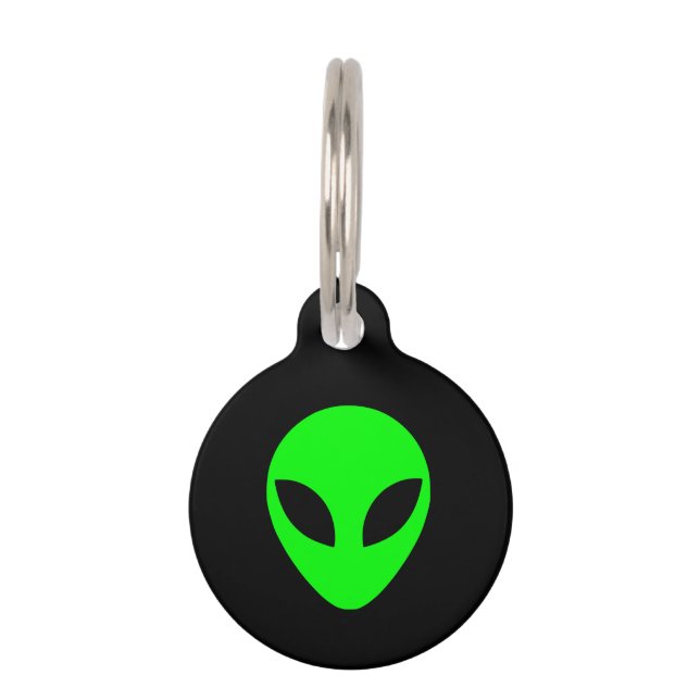 Green Alien Head Pet Tag (Front)