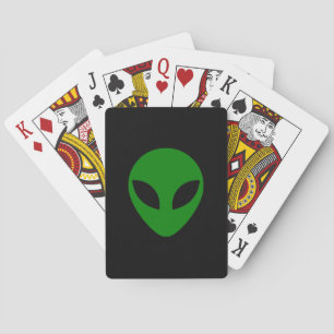 Green Alien Head Playing Cards